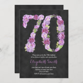 紫70バースデーパーティ招待状レディ 招待状 (正面/裏面)