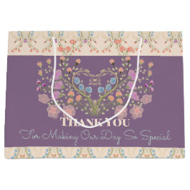 紫(アクセント付きフローラ) ラージペーパーバッグ