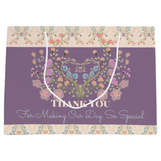 紫(アクセント付きフローラ) ラージペーパーバッグ (正面)