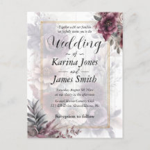 紫、エレガントピンク、マルーンのフローラ結婚の