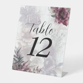 紫、エレガントピンク、マルーンのフローラ結婚の 台座サイン