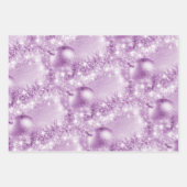 紫、エレガント緑、ターコイズクリスマスボール ラッピングペーパーシート (正面)