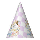 紫、オネダーランド、紅茶パーティー、1歳の誕生日 パーティーハット (左)