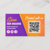紫、オレンジ色の髪の編みサロン私たちと接続 名刺 (正面)