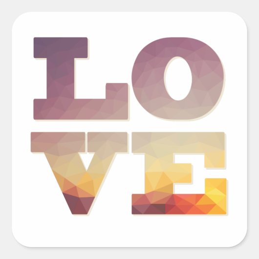 紫/オレンジ/イエローラブ文字 スクエアシール (正面)