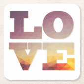 紫/オレンジ/イエローラブ文字 スクエアペーパーコースター (正面)