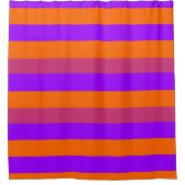 紫、オレンジ、ピンクストライプ色 シャワーカーテン (正面)