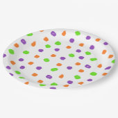 紫、オレンジ、ライムグリーンハローウィンパーティ ペーパープレート (アングル)