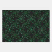 紫、オレンジ、緑のホイルと黒のクモの巣 ラッピングペーパーシート (正面3)