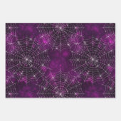 紫、オレンジ、黒のクモの巣ハロウィーン《写真》ぼけ味 ラッピングペーパーシート (正面3)