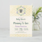 紫、ギンガム、mommy to bee女の子の赤ちゃんシャワー 招待状 (スタンド正面)