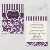 紫、クリーム、ピンクのダマスクストライプのエンクロージャカード エンクロージャーカード (正面/裏面)