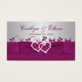 紫、グレーフローラ、ハート結婚式の引き出物ラベル