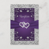 紫、グレーラブハートウェディングレセプションカード 出欠カード (正面)