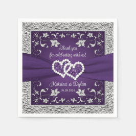 紫、グレーラブハート結婚ズ スタンダードカクテルナプキン