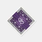 紫、グレーラブハート結婚ズ スタンダードカクテルナプキン (角)