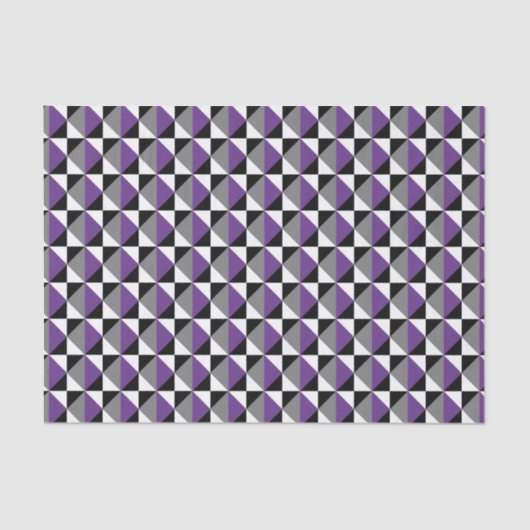 紫、グレー、黒と白の四角形とダイヤモンド 薄葉紙 (正面)
