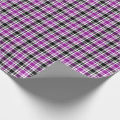 紫、グレー、黒と白の格子縞 ラッピングペーパー (角)