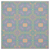 紫、サンゴ、緑、オレンジのフローラ美しい ファブリック (見本)