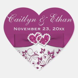 紫、シルバーグレーフローラ結婚式の引き出物シール ハートシール