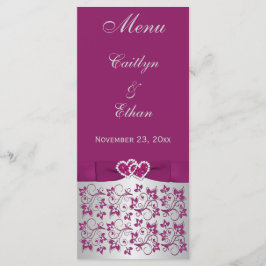 紫、シルバーグレーフローラ、ハートメニューカード メニュー