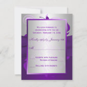 紫、シルバースクロール、ハートRSVPカード 出欠カード (裏面)