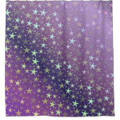紫+シルバー，光沢，明るい，星，色，デコレティ シャワーカーテン (正面)
