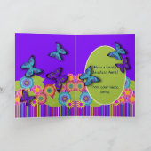 紫、ストライプ花、蝶 |第90回叔母 カード (内部)