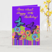 紫、ストライプ花、蝶 |第90回叔母 カード (黄色い花)