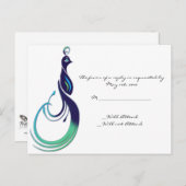 紫、ターコイズ、緑の宝物ペコ インビテーションポストカード (正面/裏面)