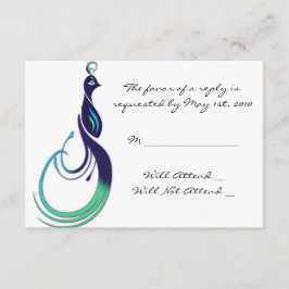 紫、ターコイズ、緑の貴重な孔雀様 出欠カード