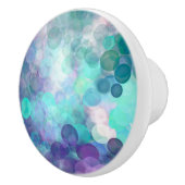 紫、ティール（緑がかった色）、およびターコイズバブル《写真》ぼけ味 セラミックノブ (右)