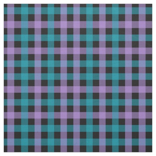 紫、ティール（緑がかった色）、および黒のプレイド ファブリック (見本)