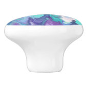 紫、ティール（緑がかった色）、ターコイズ抽象芸術 セラミックノブ (側面)