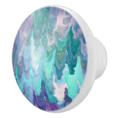 紫、ティール（緑がかった色）、ターコイズ抽象芸術 セラミックノブ (右)