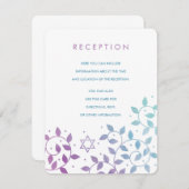 紫+ティール(緑がかった色)モダンバルミツワー挿入カード エンクロージャーカード (正面/裏面)