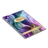 紫、ティール(緑がかった色)、金ゴールドインク抽象芸術名/件名 ノートブック (右側)