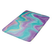 紫、ティール(緑がかった色)、金ゴールド渦巻き流体アート バスマット (アングル)