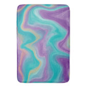 紫、ティール(緑がかった色)、金ゴールド渦巻き流体アート バスマット (正面縦)