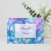 紫、ティール(緑がかった色)、青の感謝メッセージ サンキューカード (スタンド正面)