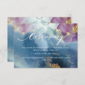 紫、ティール(緑がかった色)、青の水彩式詳細 エンクロージャーカード (正面/裏面)