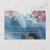紫、ティール（緑がかった色）、青の水彩式詳細 エンクロージャーカード (正面)