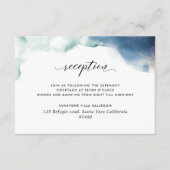 紫、ティール(緑がかった色)、青の水色のウェディングレセプション エンクロージャーカード (正面)