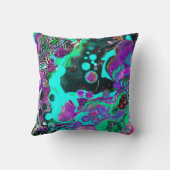 紫、ティール(緑がかった色)、青、黒のカラフル抽象芸術流体 クッション (裏面)