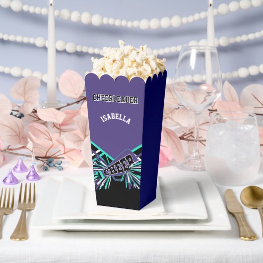 紫、ティール(緑がかった色)、黒のチアリーダー フェイバーボックス (ウェディング)