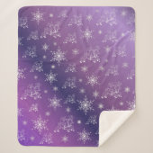 紫、トナカイ、星、星、スノーフレーク、クリスマス シェルパブランケット (正面)