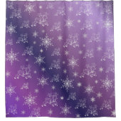 紫、トナカイ、星、星、スノーフレーク、クリスマス シャワーカーテン (正面)