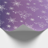 紫、トナカイ、星、星、スノーフレーク、クリスマス ラッピングペーパー (角)