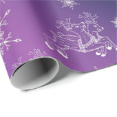 紫、トナカイ、星、星、スノーフレーク、クリスマス ラッピングペーパー (ロールコーナー)