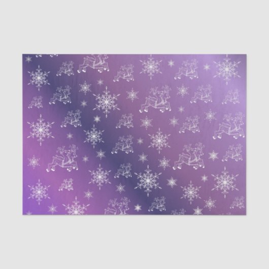 紫、トナカイ、星、星、スノーフレーク、クリスマス 薄葉紙 (正面)